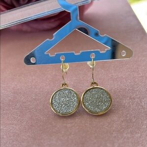 Circle Pave Glitter Sparkle Drop Earring NEW